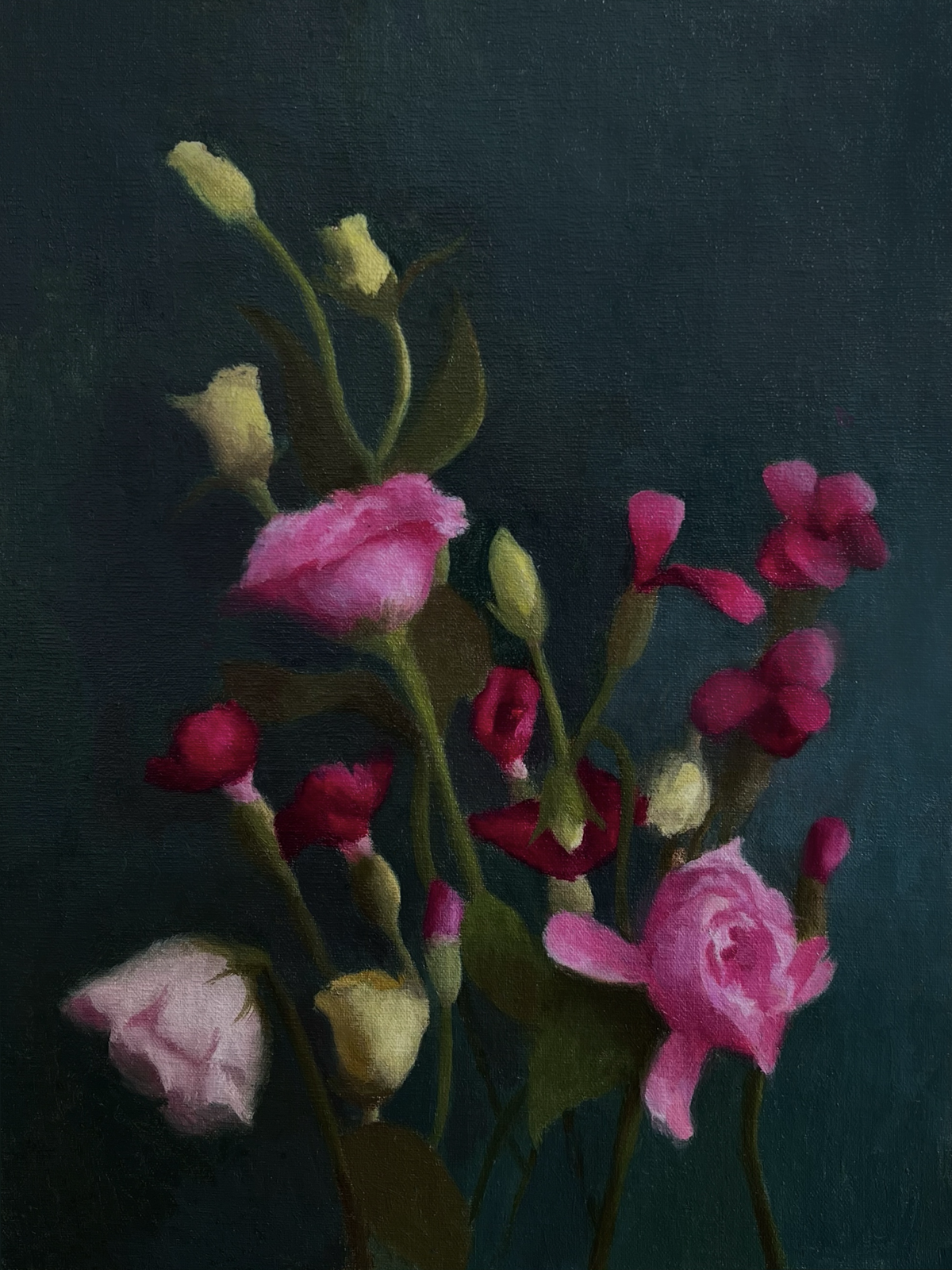 Intermingling of Flowers floral oil painting reproduced as a fine art print by Asha